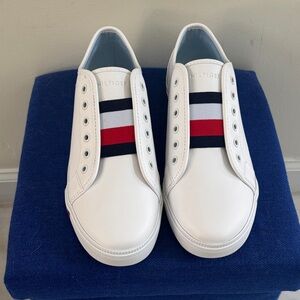 Tommy Hilfiger White Sneakers with Red and Blue Stripes